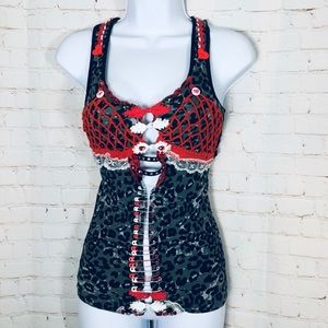👹 Gothic Fishnet Style Tank Top❤️🖤
